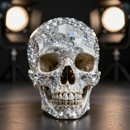 diamond skull , photography , 4k , realistic , movie lights , best quality
