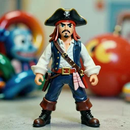 color pirate, leatherette figurine, depth of field, analog film, vivid dynamic composition, by jeff koons, by yoro sean, surreal, overblown vibrant colors, masterpiece, physical based rendering, featured on pixiv, octane renderer, trending on pinterest