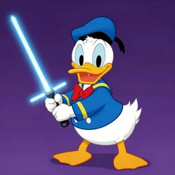 donald duck holding lightsaber