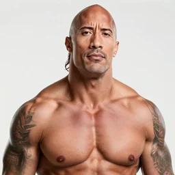 dwayne johnson + mullet, realistic, clean, detailed