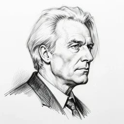John Constantine portrait profile, black and white sketch, cellshaded, drawn in fine-tip pen, made by WLOP, trending on artstation