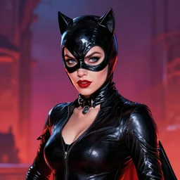 A beautiful portrait of a Daria Strokous as Catwoman from Batmap, digital art by Eugene de Blaas and Ross Tran, vibrant color scheme, highly detailed, in the style of romanticism, cinematic, artstation, Greg rutkowski