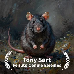 fantasy painting of a fortune teller rat, Tony Sart, mysterious, acrylic