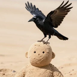A crow hovers over Sandman's head highly detailed, sharp focus