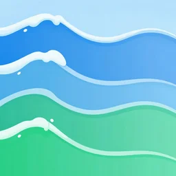 waves, blue and green, illustration, smooth, silky, dribble, very minimal, graphic design background