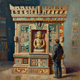 machine aztec, intricate oil painting by greg rutkowski, trending on artstation