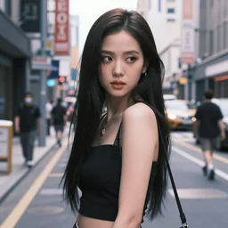 jisoo of blackpink, hyperrealistic portrait, bladerunner street, by karol bak and agnes cecile, fantasy art, photo realistic, dynamic lighting, artstation, poster, volumetric lighting, very detailed face, intricate complexity, rule of thirds, 8 k, award winning, trending