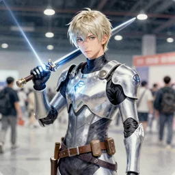 cosplay convention ff 3 5, pinterest, artstation trending, behance, watercolor, by coby whitmore, silver, laser light,