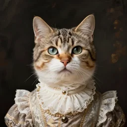 A cat portrait in a victorian outfit