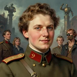 portrait of young and happy communist revolutionary leader nadezhda konstantinovna krupskaya, colourised, face portrait, epic, tragic, military art, fantasy, dieselpunk, hd shot, digital portrait, beautiful, artstation, comic style, by artgerm, guy denning, jakub rozalski, magali villeneuve and charlie bowater