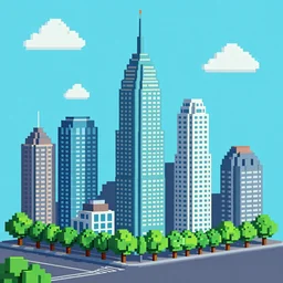 a city made of pixels