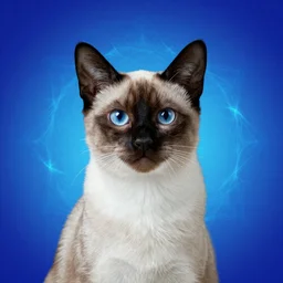 aesthetic Siamese cat, detailed Siamese cat inside gradient blue luminescent fractal, digital art, octane render, 4k, hd, - n 4 - i - S 3439181121