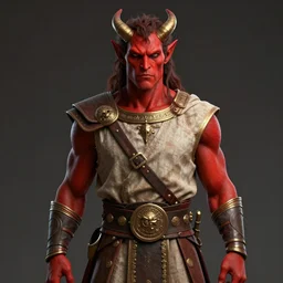Kellan Lutz as a red-skinned demon with greek-clothes, detailed digital art, 4k, HD, trending on artstation