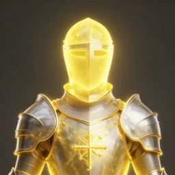 A fancy portrait of a yellow glowing holy knight with their face covered by a helmet with a yellowish background by Greg Rutkowski, Sung Choi, Mitchell Mohrhauser, Maciej Kuciara, Johnson Ting, Maxim Verehin, Peter Konig, 8k photorealistic, cinematic lighting, HD, high details, dramatic, trending on artstation