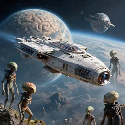 big budget scifi movie set at another planet alien brainsuckers building military spaceship