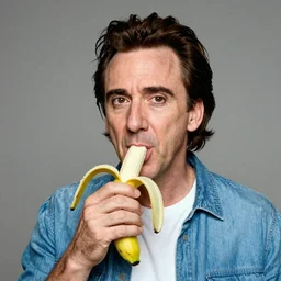caricature of nicolas cage eating a banana