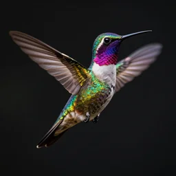 colorful beautiful humming birds, volumetric dramatic light, dark black background, sharp focus, highly realistic, octane render, art by greg rutsowski