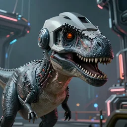 close view matte painting of a velociraptor in modern helmet, mechanical bridges on the background, neon glow concept art, smooth, sharp focus, illustration, cyberpunk 2077, neuromancer, scifi, photorealistic, octane render, 8k