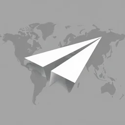 paper plane logo with shadow of plane flying around the world, logo, vector