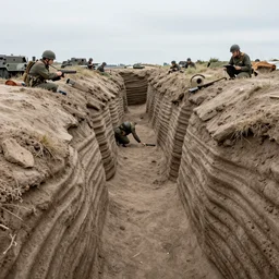 a photograph of the trenches of ww 2