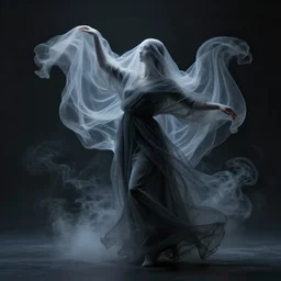 mid shot render of an ethereal ghostlike figure fluid simulation in houdini dancing in dark smoke robes and silk veils by ilm, paolo roversi, nick knight, gill elvgren, beautiful futuristic simplified form distorted by turbulent movement, dark studio background, vivid depth, trending on artstation, hyperrealism, matte painting, dutch golden age, fine detail, cgsociety