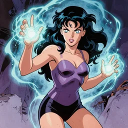 a powerful psychic woman emitting psychic powers, in the style of archie comics (1963), artstation, HQ scan, ufotable studio art style, by moebius,