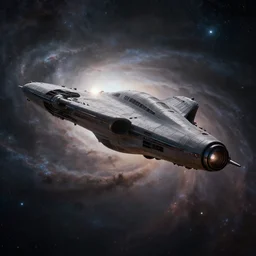 huge klingon bird of prey in a nebula, shallow depth of field, moody lighting, single point of light, 8 k, ultra realistic, octane render,