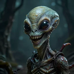 a laughing horror alien, dramtic details,