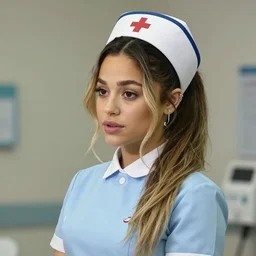 ariana grande as a nurse, photography, realistic,
