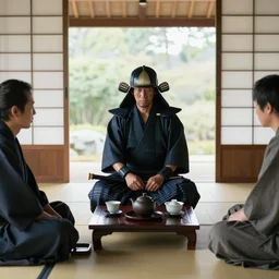 a samurai at a tea party
