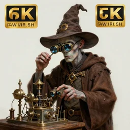 an anthropomorphic beautiful male zombie portrait operate random contraption pneumatic machine wearing brown hoodie robe, binoculars glasses, wizard hat, fine art, award winning, brown colour scheme, intricate, elegant, sharp focus, octane render, hyperrealistic, wizard hat cinematic lighting, highly detailed, digital painting, 8 k concept art, art by jamie hewlett and z. w. gu, masterpiece, trending on artstation, 8 k