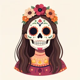 Illustration of a sugar skull day of the dead girl, art by anton fadeev