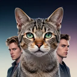 retrofuturistic portrait of a cat, gradient space graphics in background, close up, quint buchholz, wlop, dan mumford, artgerm, liam brazier, peter mohrbacher, raw, featured on artstation, octane render, cinematic, elegant, intricate, 8 k
