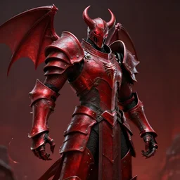 demonic hell knight with red armour, highly detailed, 4k, HDR, award-winning, octane render, artstation