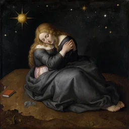 a woman trapped in a star, early netherlandish painting