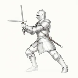 a knight, vector line, detailed, position to attack