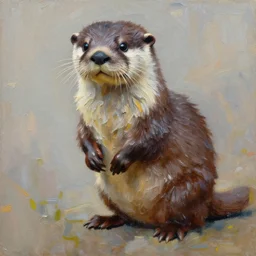 highly detailed painting of a humanoid half chipmunk half man otter creature by william turner, by greg rutkowski, by william constable, thick brush strokes and visible paint layers, 4 k resolution