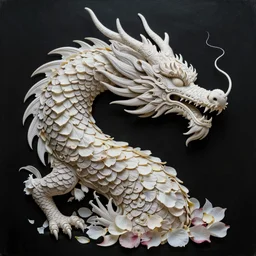 dragon made up of flower petals, beautiful painting by jeremy mann, elegant, ultrafine, hyperrealistic, intricate linework, sharp focus, smooth, unreal engine, dramatic lighting, ethereal, 8 k