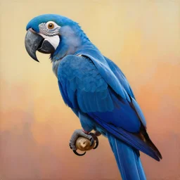 painting of blue macaw, by zdzislaw beksinski, by tiffany bozic, cold hue's, warm tone gradient background, concept art, beautiful composition, digital painting,