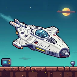 sci fi starship, 2 d video game art