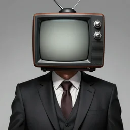 a man in a suit with a static tv for a head, detailed, highly detailed, concept art, artstation, comic aesthetic, gothic aesthetic, toon shading, cel shading,