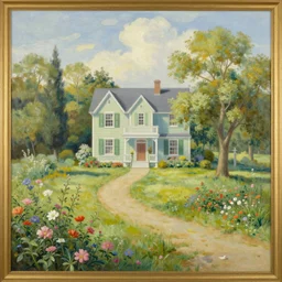 a beautiful painting in the art style of thomas kinkade