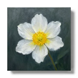 white and yellow flower in stormy weather matte panting