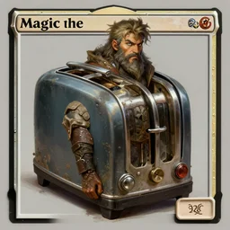 magic : the gathering fantasy character concept art by franz frazetta, high resolution. a clear portrait of the brave little toaster, gritty coloring, intricate, digital painting, artstation, smooth, sharp focus