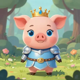 very cute and adorable little anthropomorphic piggy knight princess, big beautiful blue eyes, piglet, cartoon , fantasy forest, pale blue armor, pretty, DeviantArt, Instagram, Behance, Artstation, trending on artstation, Yee Chong, Sydney Hanson, Mickael Lelièvre, Jaeyeon Nam, derevschikova