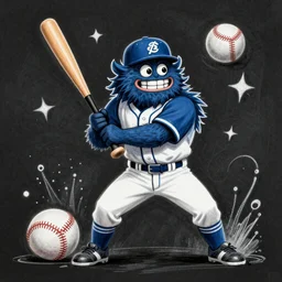 baseball monster, baseball, baseball bat, digital art, chalk, fantasy, magic, trending on artstation, ultra detailed, professional illustration by Basil Gogos