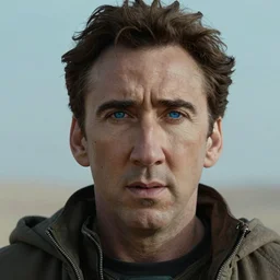 Nicholas Cage in Dune, blue eyes, cinematic, IMAX