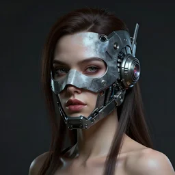 sexy beautiful woman head made of mech mask rendered in unreal engine, cyberpunk, dark scifi, painted by mihai muscan beksinski thomas kinkade