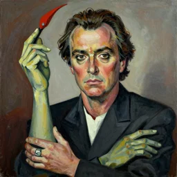 young jack nicholson painted in cubist style by salvador dali