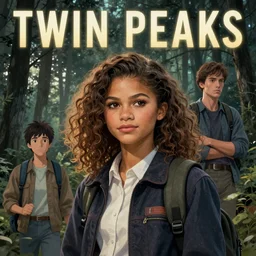 Twin Peaks poster artwork by Michael Whelan and Tomer Hanuka, Karol Bak, Rendering of Zendaya!!!!!!!! a high school student, from scene from Twin Peaks, full of details, by Makoto Shinkai and thomas kinkade, Matte painting, trending on artstation and unreal engine